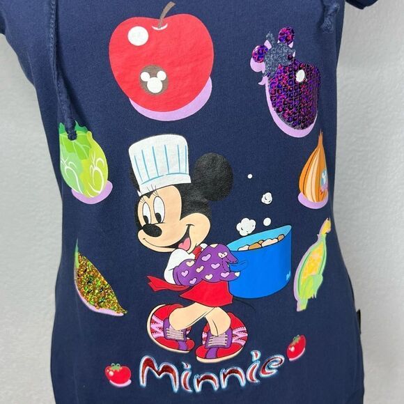 Disney Minnie Hong Kong Short Sleeve Hooded Tee Women’s Dark Blue Top Size L - Picture 3 of 9